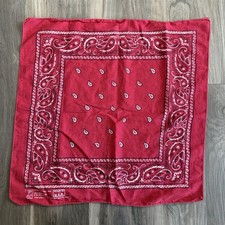 Vintage Paris Accessories Bandana Red Paisley Made in USA RN13960 Cotton 20x20