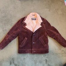 Schott Suede Boa Ranch Jacket Blouson Men Size 40 brown 80s Vintage Genuine