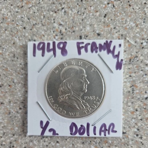 1948 Franklin P Half Dollar - Silver -AU - About Uncirculated REE