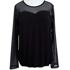 Sujetador Amoena Negro Malla Transparente Punto Sweetheart Incorporado Manga Larga Mastectomía Top L