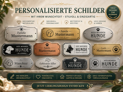 Türschild mit Hund personalisiert Klingelschild Briefkastenschild Wunschtext
