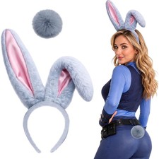 Versatile Bunny Costume Headband and Tail Set - Ideal for Cosplay  Halloween