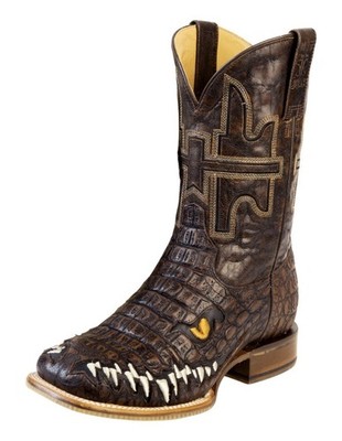 Tin Haul Western Boots Men Gator Wide Square Brown 14-020-0077-0571 BR