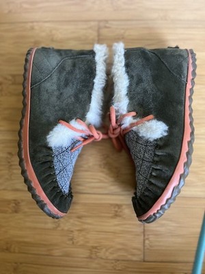 Sorel Out N About Moc Moccasin Slippers NL2357-383 Olive/Orange Women's Size 6