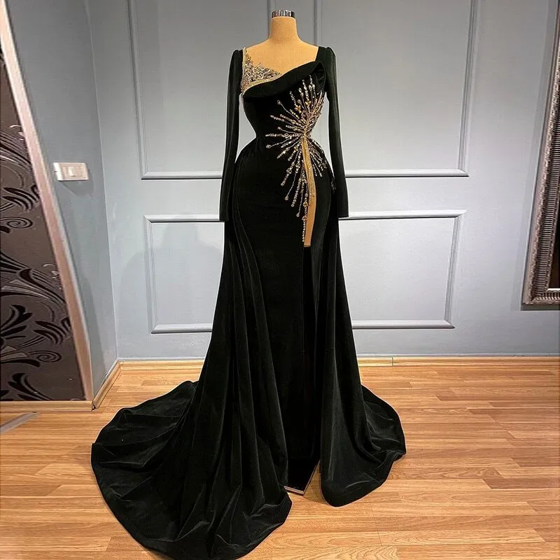 Long Evening Dresses 2022 New Arrival V-neck Sparkly Beaded Emerald Green  Lace Dubai Women Formal Evening Gowns With Train - Evening Dresses -  AliExpress