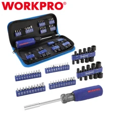 WORKPRO 61PC Magnetic Screwdriver Bits & Nut Driver Set Metric SAE Organizer Bag