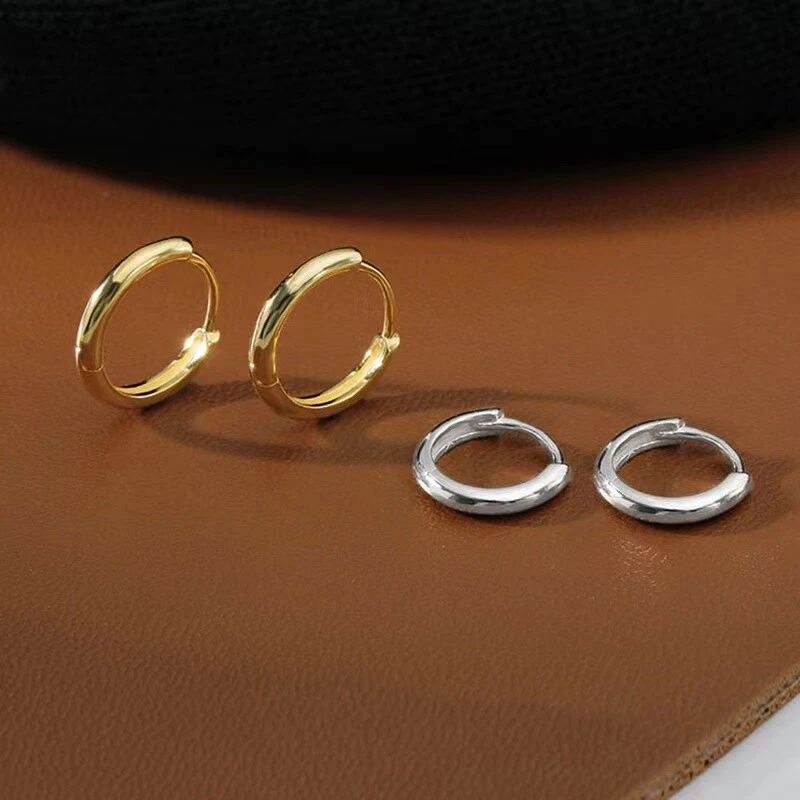 Surgical Steel Small Round Huggie Hoop Earrings Trendy Jewelry Gift For Her/Him - Image 4 of 4
