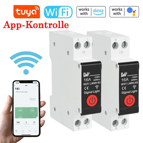 WiFi Smart-Leistungsschalter 1P DIN-Schienen von Tuya App Steuerung AC 90-240V