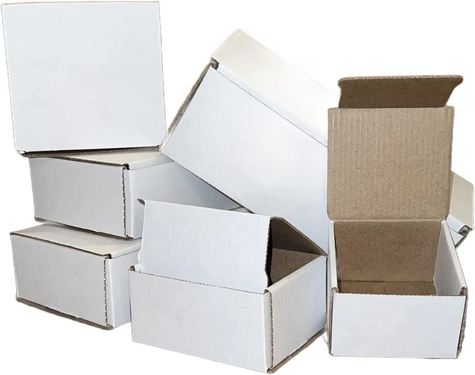 500 6x4x3 Blanc Carton Papier Boîtes Envoi Mise en Carton Boîte Ondulé - Photo 4/4