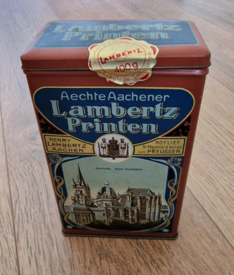 alte Blechdose Lambertz Printen Hoflieferant Dose Lebkuchen Dose Blechbüchse TOP