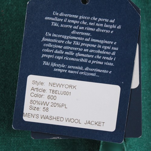Tiki NWT Wool Blend Sport Coat Size 58 (48 US) New York In Emerald Green - Picture 12 of 12
