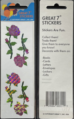 12 packages of Prismatic Rose Stickers, ''Great 7'' Sticker designs, PPZ5033