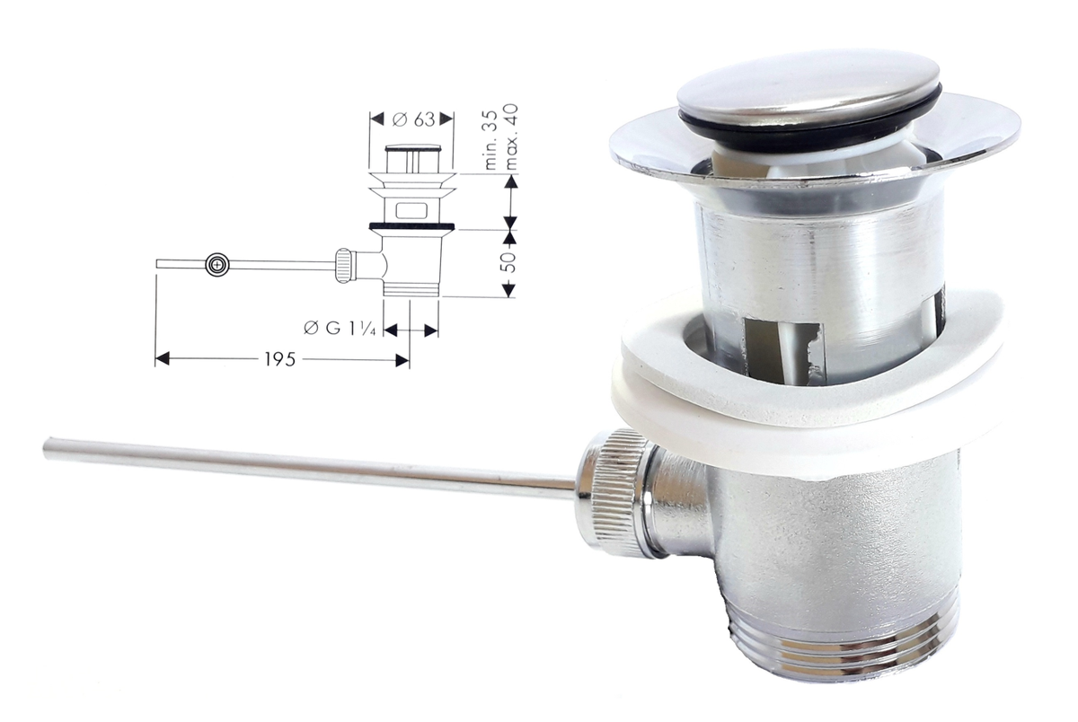 Scarico Lavabo Hibbent Con Asta Di Sollevamento - Universale Per Bagno, Acciaio Inox E Ottone - Foto 12