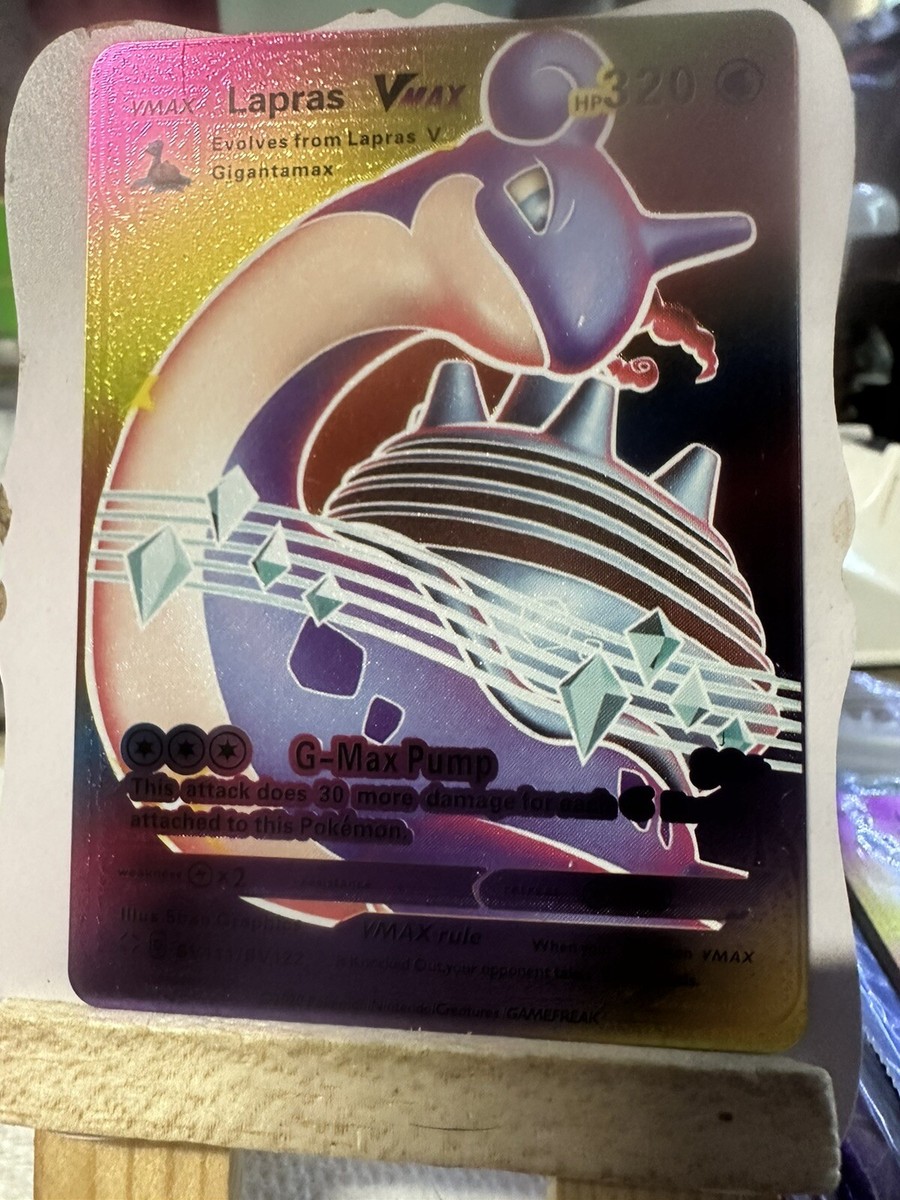 ポケモンカードゲーム Lapras VMAX RARE POKEMON LAPRAS VMAX GOLD FOIL CARD WITH TOPLOADER | eBay