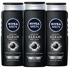 Nivea Men DEEP Active Clean Charcoal Body Wash, Cleansing Body Wash with 