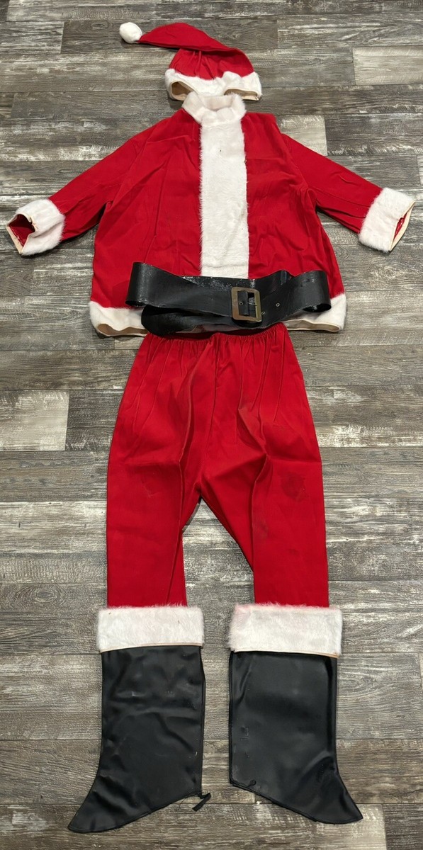Vintage 1960's Christmas Red Corduroy Santa Clause Suit Costume