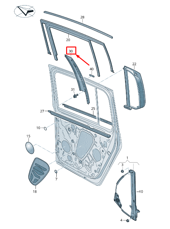 Cadre de vitre arrière droite pour VW Touran 5T 5TA839902A041