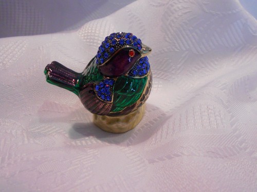 UNBRANDED-BEJEWELED BLUE MULTI COLOR BIRD TRINKET BOX - Imagen 2 de 4