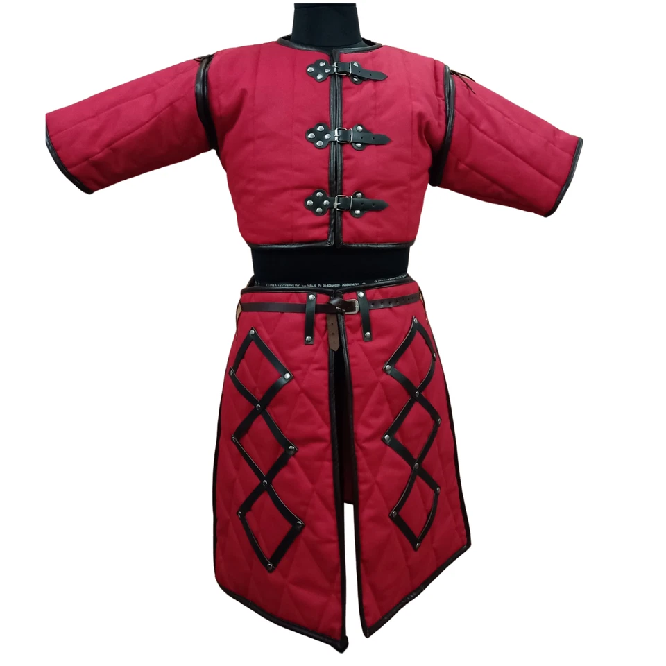 Armadura de guerrero vikingo Gambesón de algodón equipo medieval disfraz de recreación para larp Foto 3 de 4