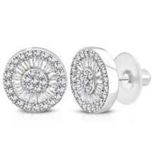 925 Sterling Silver White Clear CZ Stud Earrings