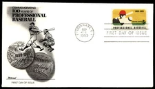 1969 Professional Baseball FDC Commemorating 100 Years Fleetwood Cachet