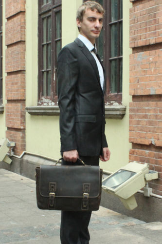 Sac Messenger En Cuir Véritable Pour Homme - 15" Portable, Style Vintage