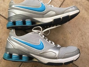 nike shox silver and blue