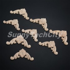 Unpainted Woodcarving Corner Onlay Applique Furniture Cabinet Craft Decor 7cm