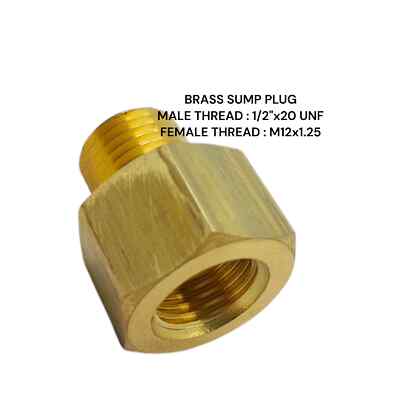 1/2'' UNF Stecker auf M12x1,25 Buchse Messing Sumpf Adapter Öltemperaturanzeige Sensor