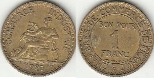 Pièces de monnaie françaises de 2 francs 1 francs en aluminium