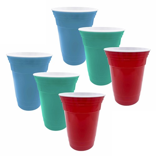 6 Pc Party Cups Break Resistant Plastic Tumbler Beverage Drinking PDQ Reusable