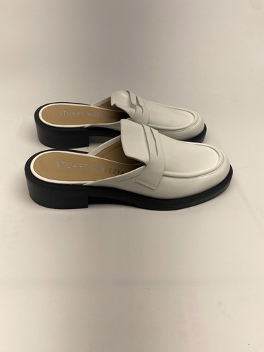 Stuart Weitzman Womens Palmer Bold White Patent Leather Loafer Mule Sz 7.5 B - Picture 3 of 8