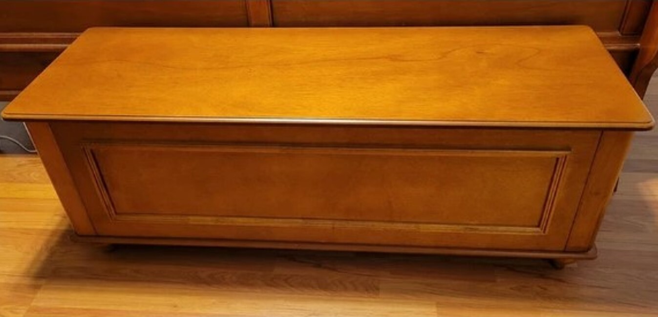 Gun Rifle Concealment Chest Bench Brown Wood Locking Linen Hope Storage eBay