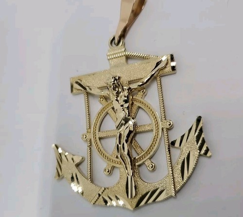 Jesus Christ Anchor Pendant 10k Gold 8.4 Grams 1.75" Total Length - Picture 7 of 9