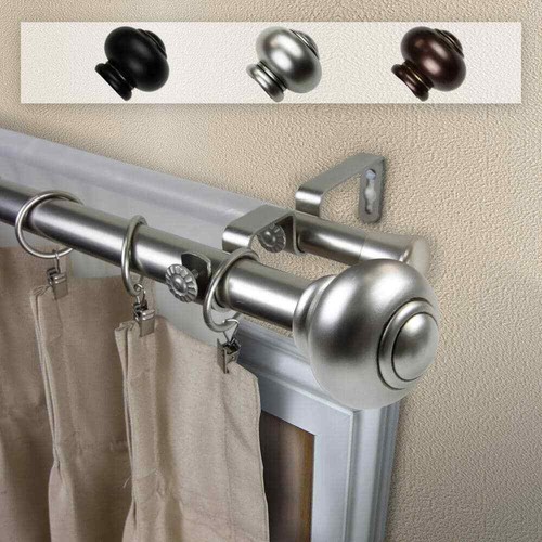 Dani 1 in. Double Curtain Rod 120 in. to 170 in. in Satin Nickel