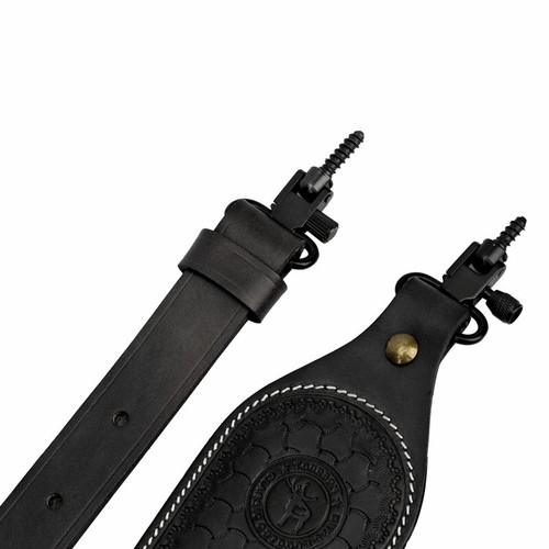 TOURBON Leather Rifle Sling Padded Bullets 30-06 Ammo Carry Strap+Swivels Screws - Picture 22 of 24
