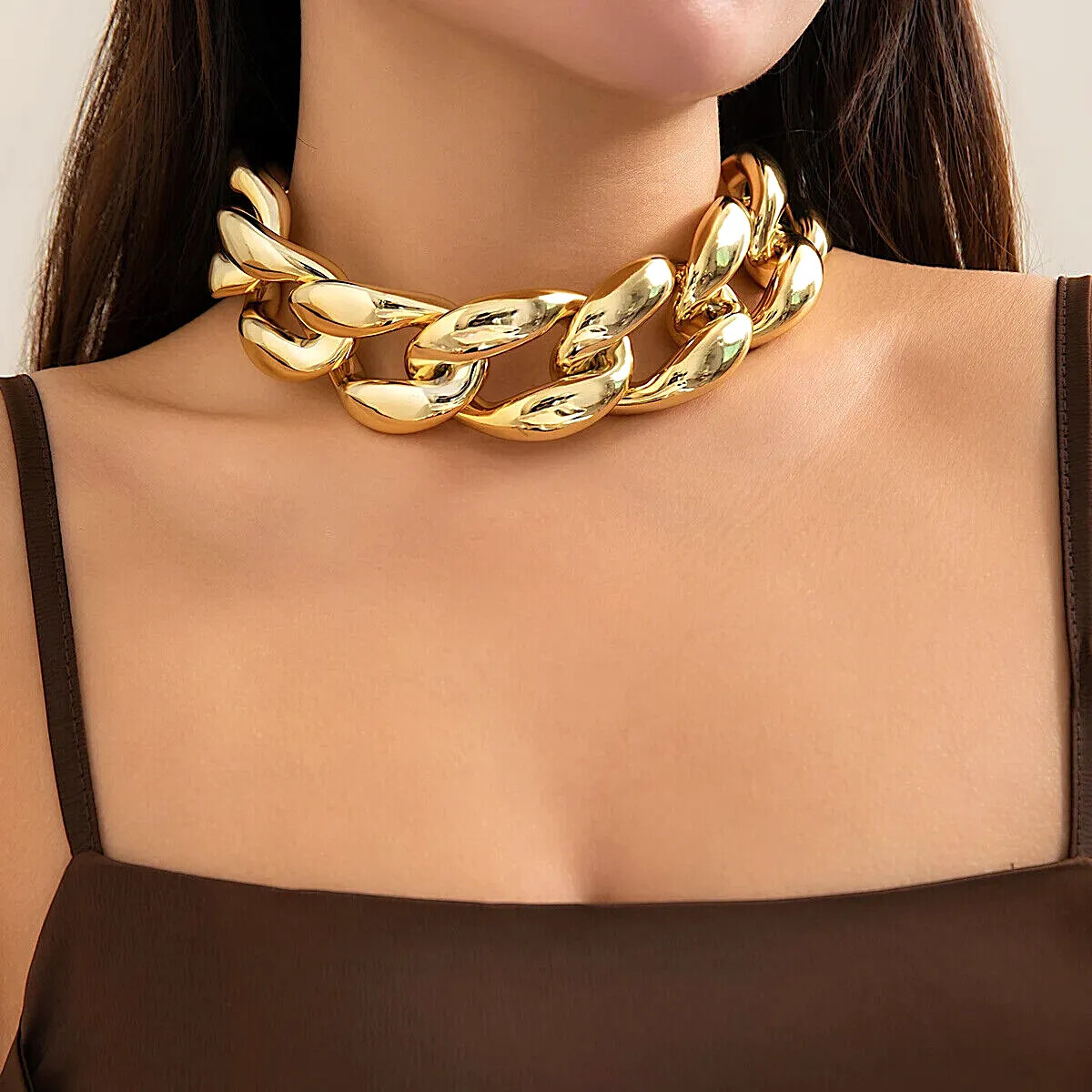 Chunky Necklace Statement Link Chain Big Exaggerated Thick Wide Choker  Collar