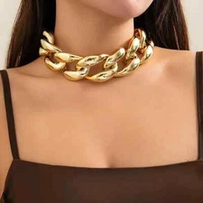 Chunky Necklace Statement Link Chain Big Exaggerated Thick Wide Choker Collar