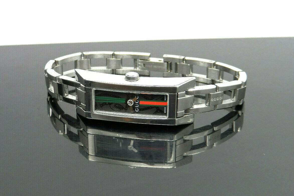GUCCI YA110512 Series 110 G-Link Black Dial Silver Tone St. Steel