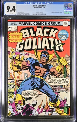 BLACK GOLIATH 1 CGC 9.4 WHITE PAGES ORIGIN OF BLACK GOLIATH RETOLD 1976 