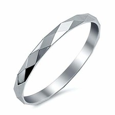 Silver Ring Hammered DC Style Wedding Band Round 925 Sterling Silver 2mm