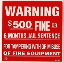 🔥🧯(LOT OF 10) SELF-ADHESIVE VINYL "WARNING $500 FINE" SIGN'S...4" X 4" NEW🔥🧯