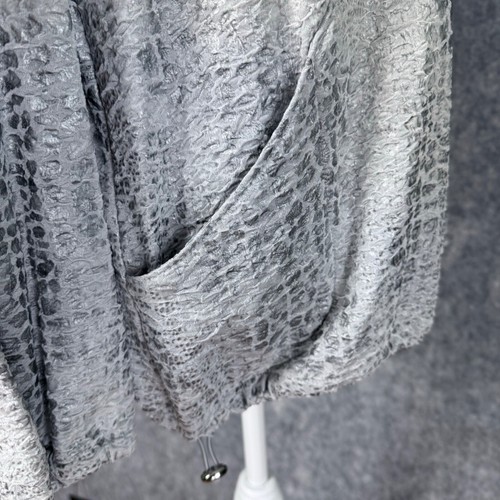 NWT JM Collection womens XL grey jacket zip up drawstring high neck snakeskin - Picture 5 of 20