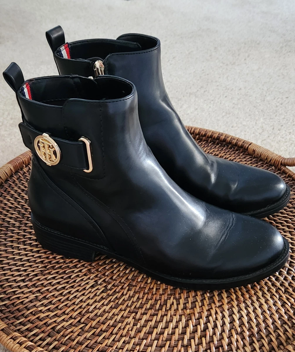 Tommy hilfiger black ankle boots cheap