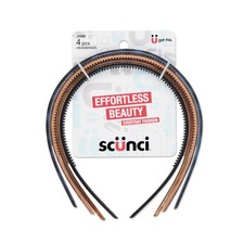 Scunci by Conair Skinny Plastic Headbands, 4 Count Neutral