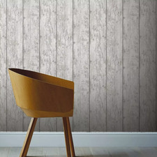 Washed Wood Plank Effect Metallic Silver Grey Embossed Textured Wallpaper Lounge