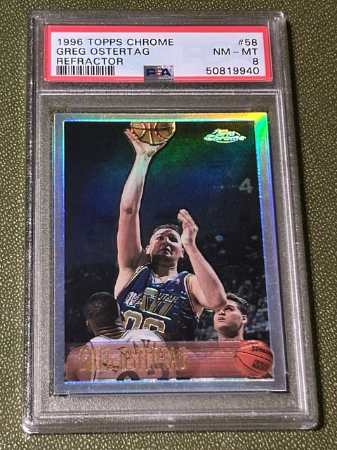 1996 Chrome Refractor Basketball #58 Greg Ostertag PSA 8