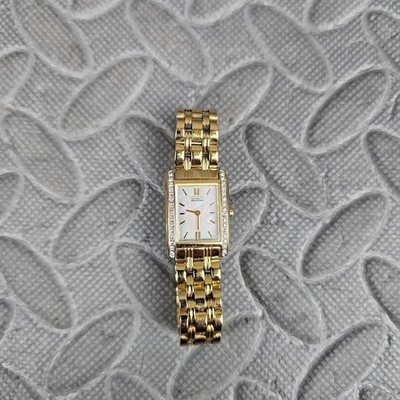 Citizen Damenuhr goldfarben gemmierte Lünette Perlmutt eckiges Zifferblatt Vintage