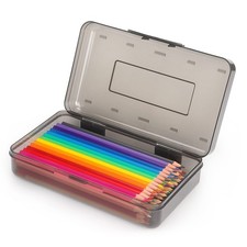 1 Pack Plastic Pencil Box Large Capacity Pencil Boxes Clear Boxes with Snap-t...