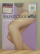 Round The Clock Control Top Pantyhose Ultra Sheer Sandaltoe Satin Taupe 1X - 2X
